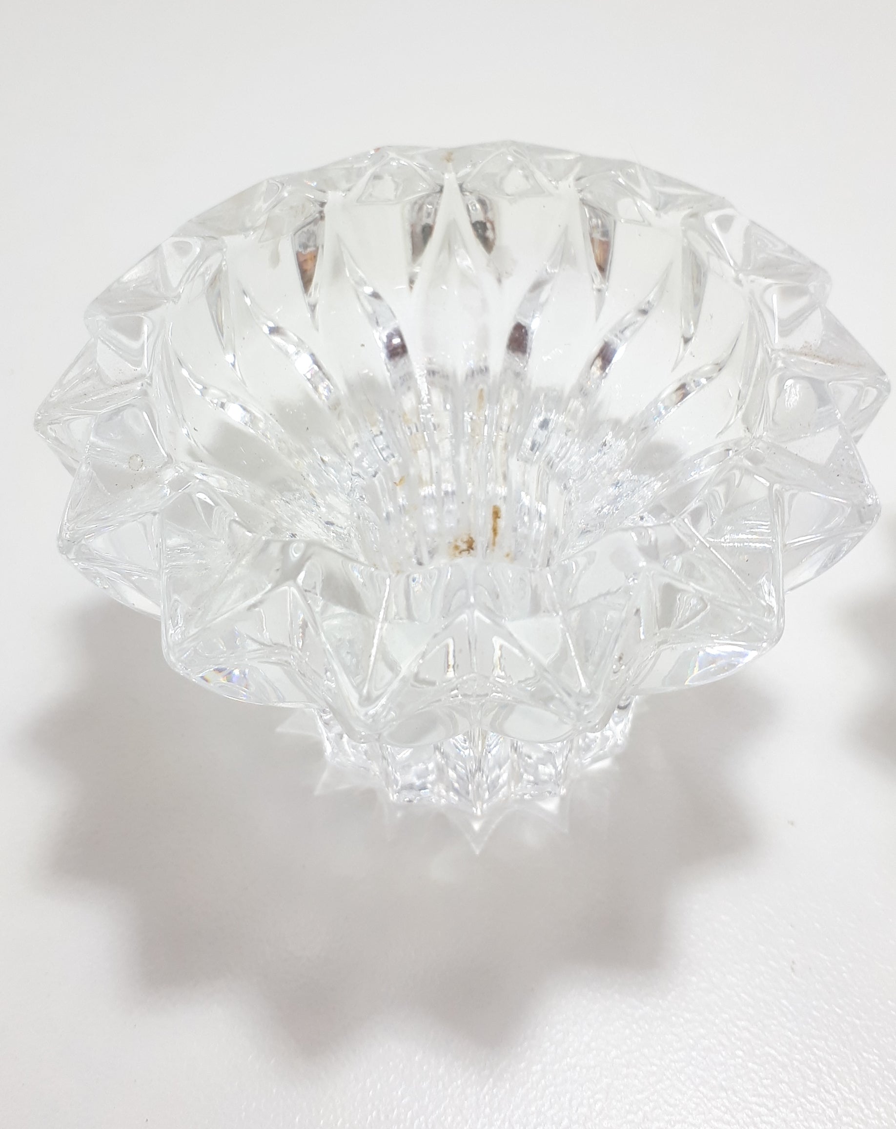 Set Of Two Identical Moulded Crystal Candle Holders