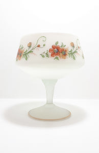 Milk Glass Pedestal Bowl With Frosted Glass Base & Twisted Stem