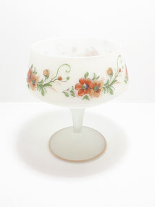 Milk Glass Pedestal Bowl With Frosted Glass Base & Twisted Stem