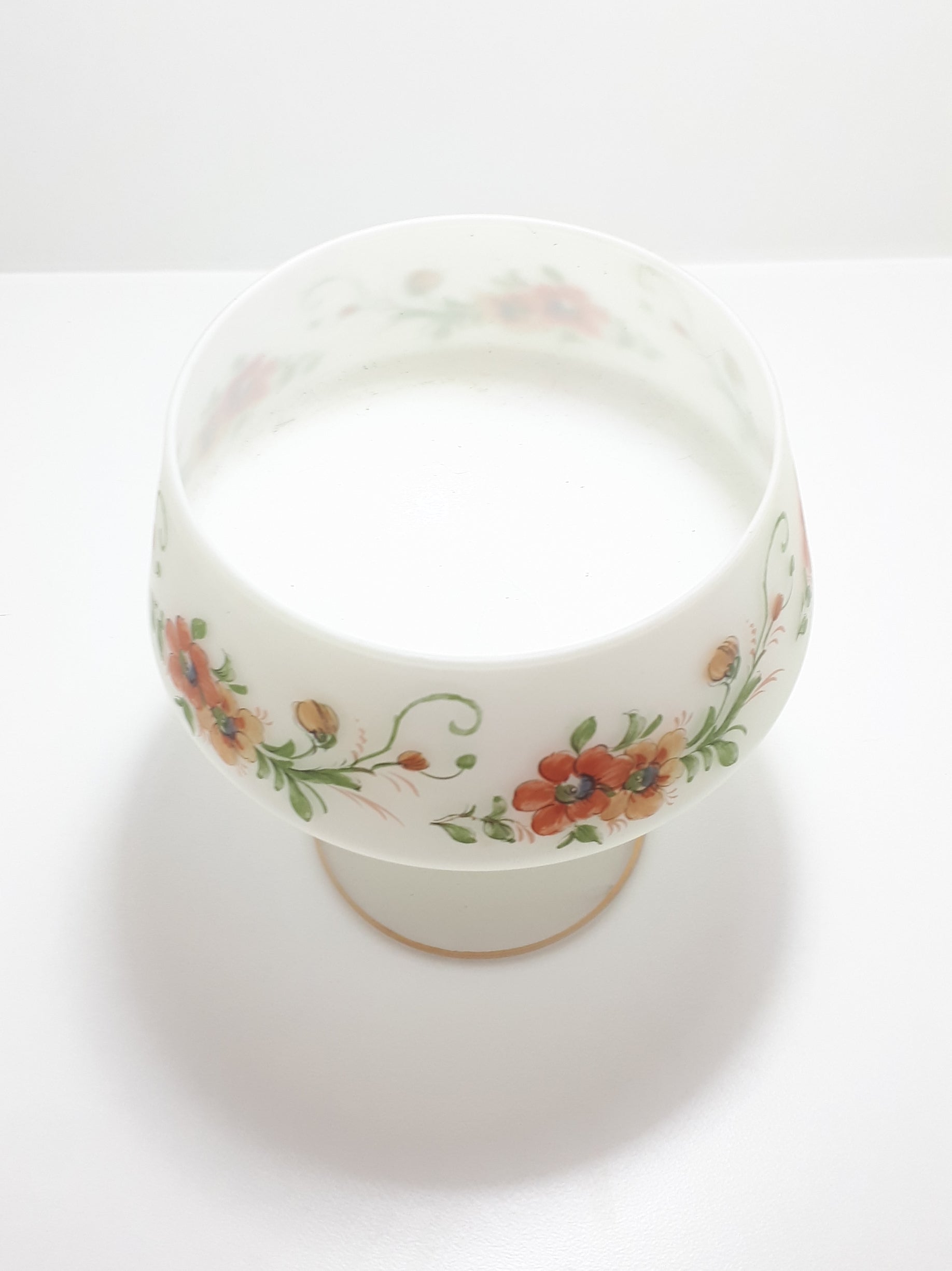 Milk Glass Pedestal Bowl With Frosted Glass Base & Twisted Stem