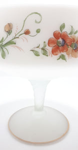 Milk Glass Pedestal Bowl With Frosted Glass Base & Twisted Stem