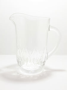 Pristine Condition Cut Lead Crystal Pitcher With Diamond Crosshatch Patterning