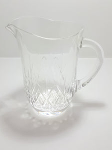 Pristine Condition Cut Lead Crystal Pitcher With Diamond Crosshatch Patterning
