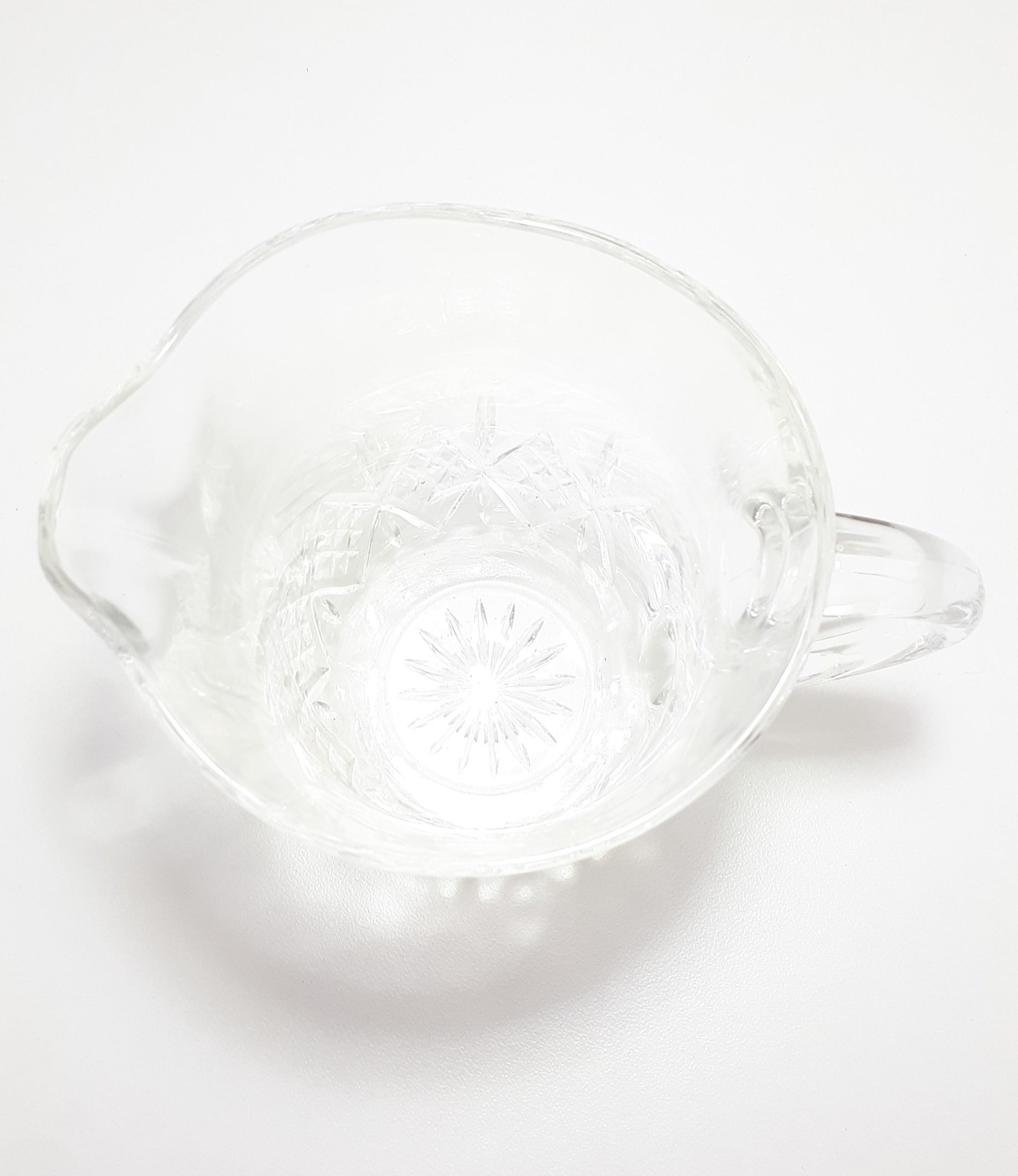 Pristine Condition Cut Lead Crystal Pitcher With Diamond Crosshatch Patterning