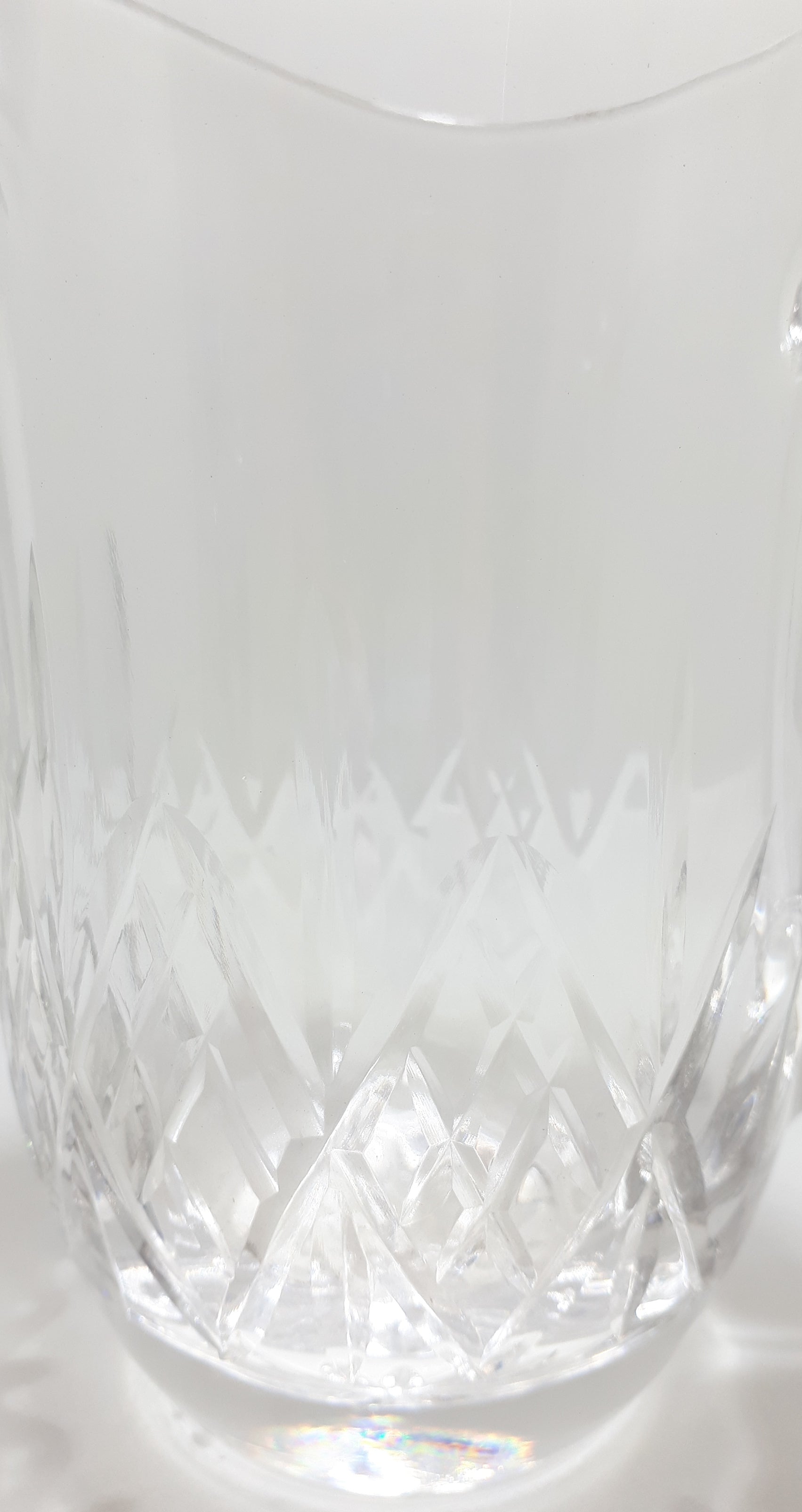 Pristine Condition Cut Lead Crystal Pitcher With Diamond Crosshatch Patterning