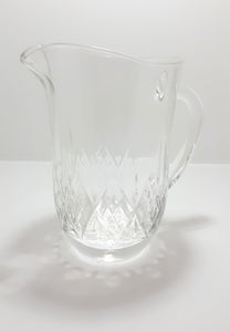 Pristine Condition Cut Lead Crystal Pitcher With Diamond Crosshatch Patterning