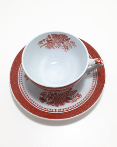Spode Fine Stone Fitzhugh Red Patterned Tea Duo