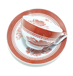 Spode Fine Stone Fitzhugh Red Patterned Tea Duo