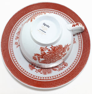 Spode Fine Stone Fitzhugh Red Patterned Tea Duo