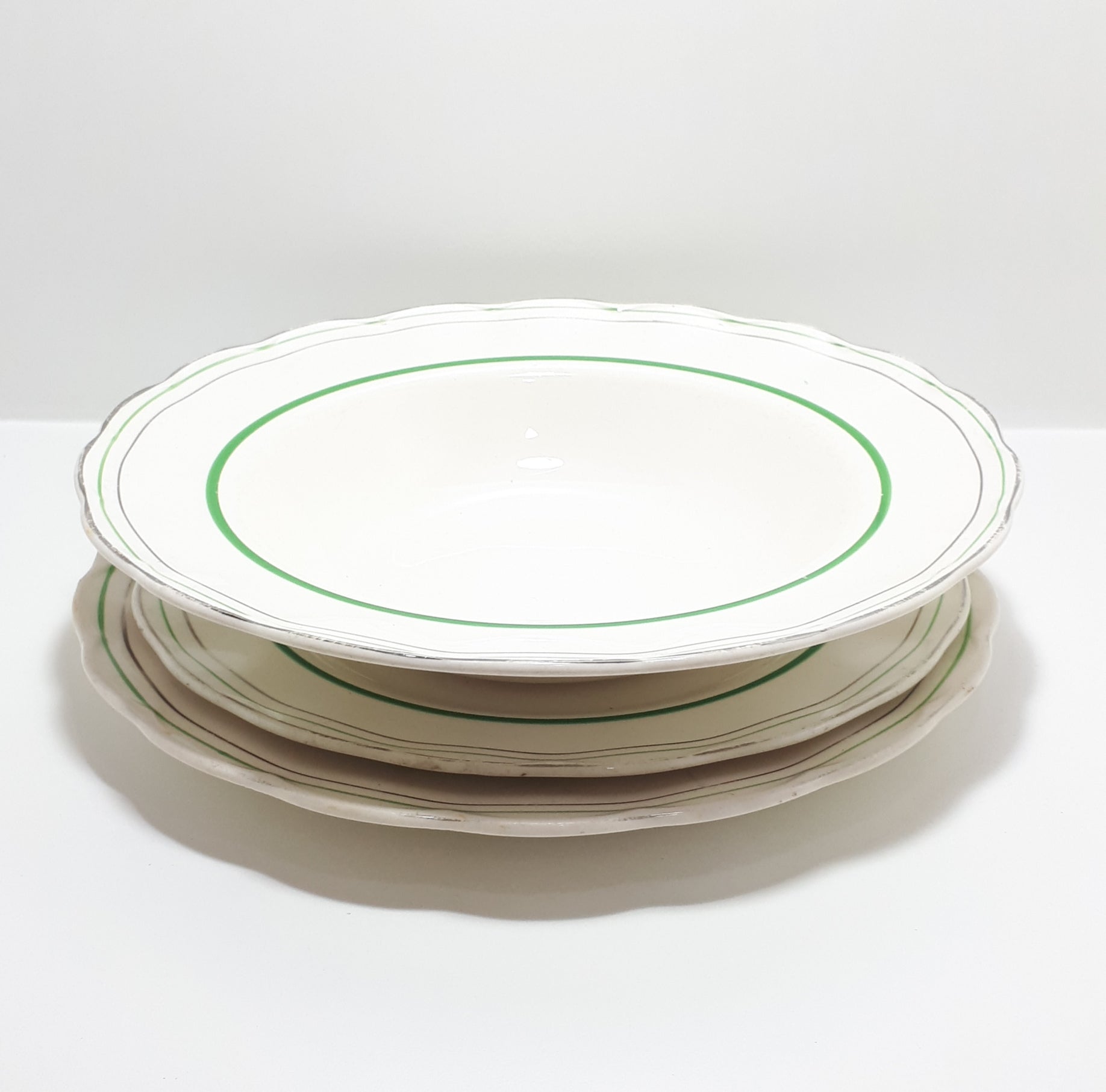 12 Piece Vintage (1936-1954) W.H. Grindley & Co., Tunstall, Dinner Service For 2 People - Deco Ware Creampetal - Bolton Pattern