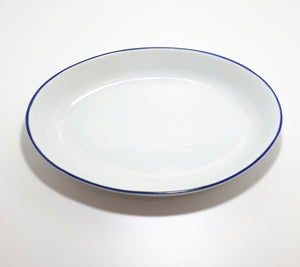 Weida (Chaozhou) Oval Shaped Ceramic Bakeware Dish With Cobalt Blue Trim