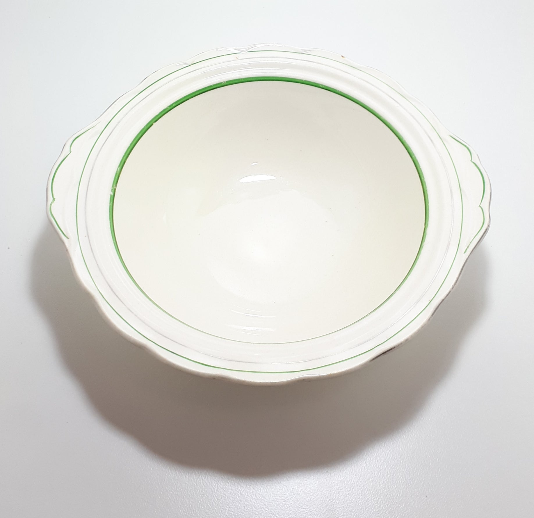 1936-1954 W.H. Grindley & Co., Tunstall, Deco Ware Creampetal Range Porcelain Vegetable Bowl - Bolton Pattern