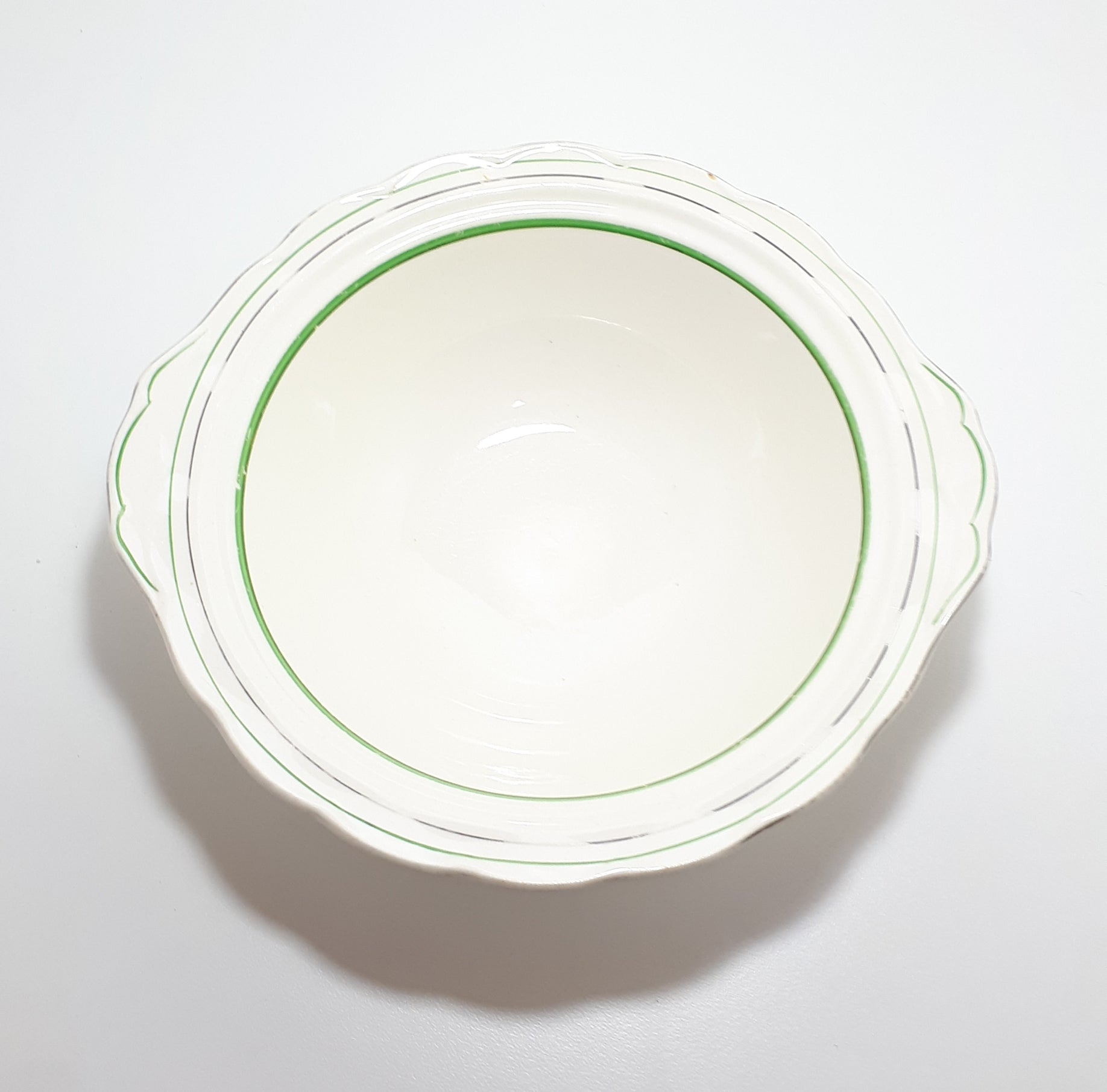 1936-1954 W.H. Grindley & Co., Tunstall, Deco Ware Creampetal Range Porcelain Vegetable Bowl - Bolton Pattern
