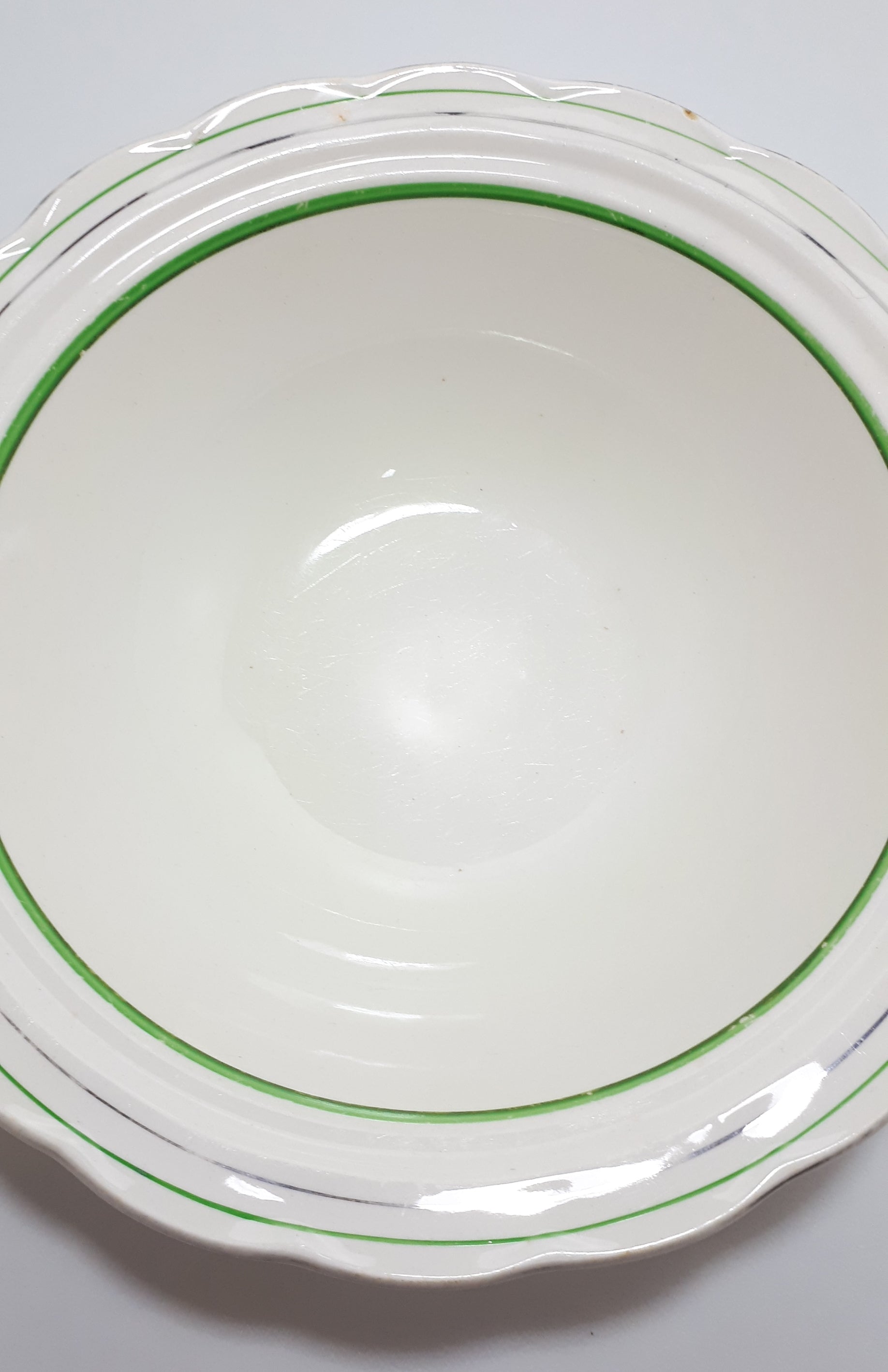 1936-1954 W.H. Grindley & Co., Tunstall, Deco Ware Creampetal Range Porcelain Vegetable Bowl - Bolton Pattern