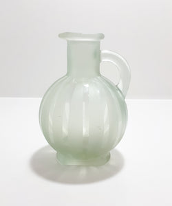 Small Glass Vinegar / Oil Decanter With Linear Frosted Glass Patterning