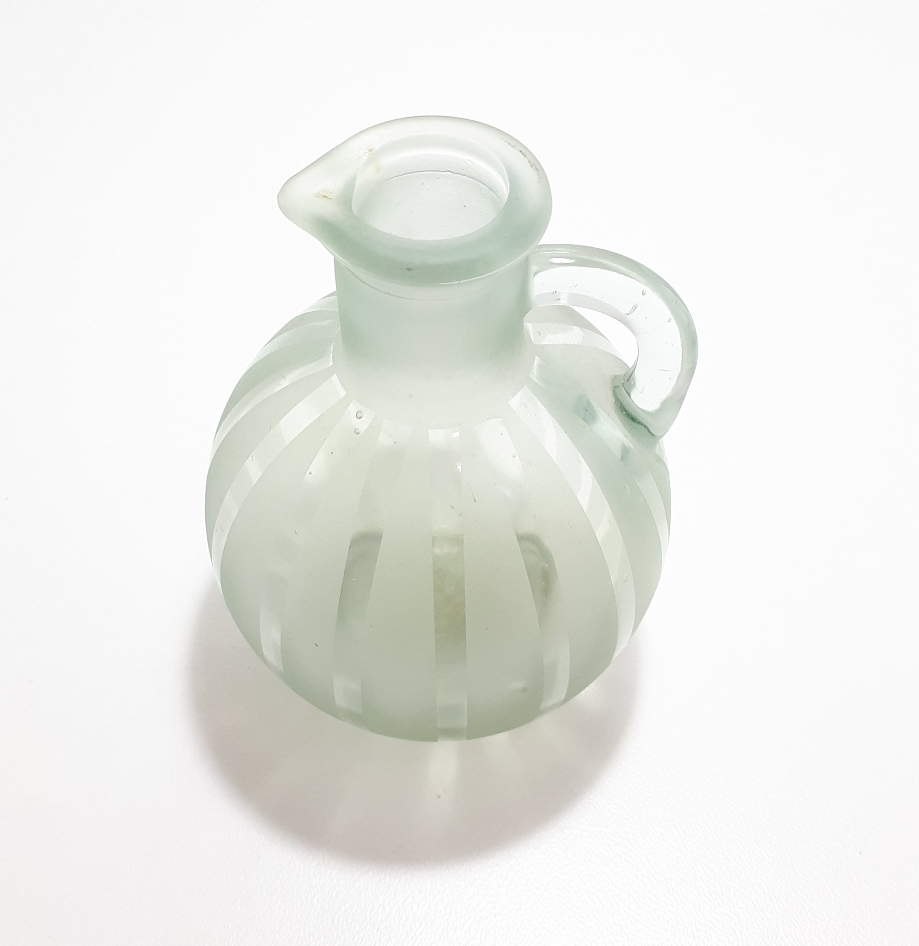 Small Glass Vinegar / Oil Decanter With Linear Frosted Glass Patterning