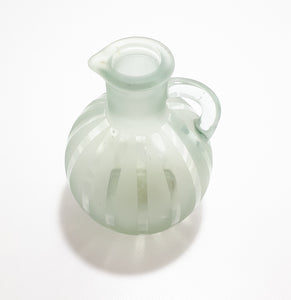 Small Glass Vinegar / Oil Decanter With Linear Frosted Glass Patterning