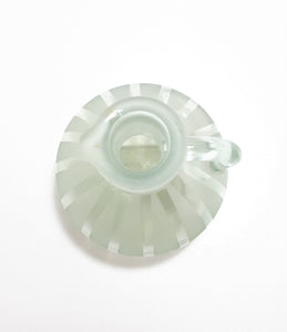 Small Glass Vinegar / Oil Decanter With Linear Frosted Glass Patterning