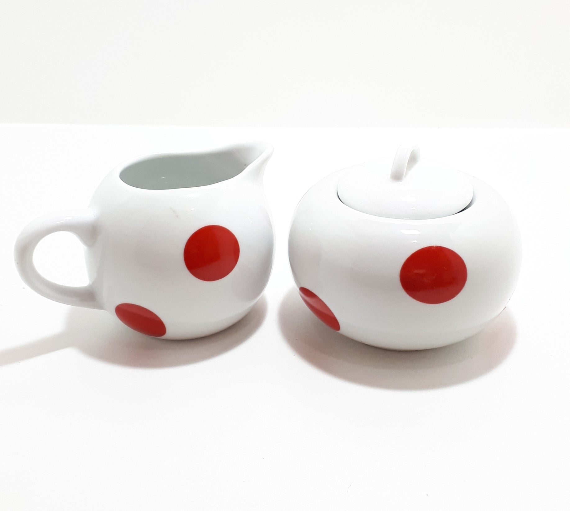Wiesenthal Porzellan Wirtschaft Kwalitat Porcelain Polka Dot Creamer & Matching Lidded Sugar Bowl