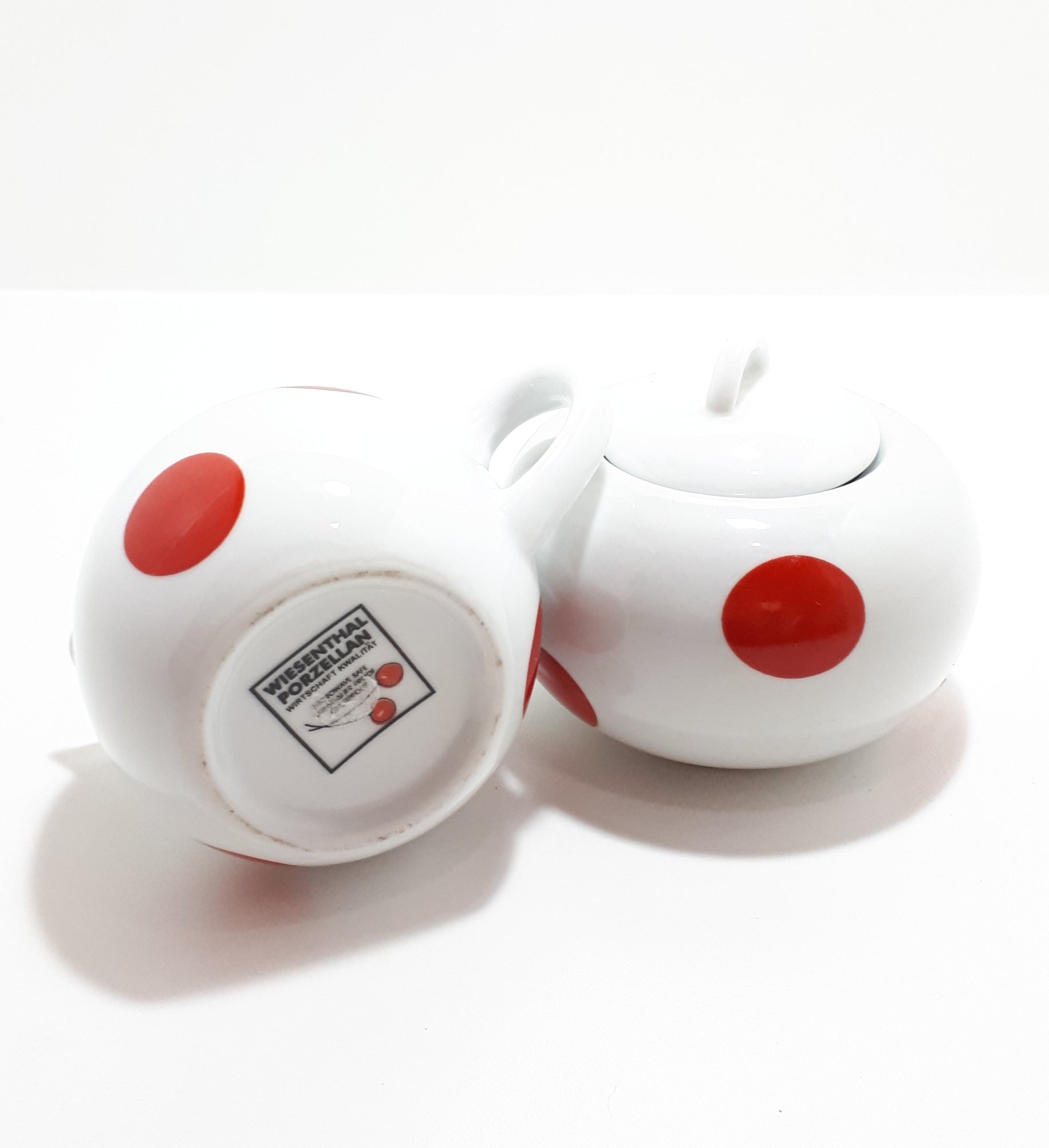 Wiesenthal Porzellan Wirtschaft Kwalitat Porcelain Polka Dot Creamer & Matching Lidded Sugar Bowl