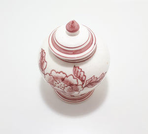 Very Fine Porcelain Ginger Jar - Hand Painted With Magenta Pink Flower Patterning
