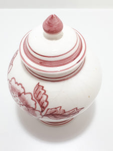 Very Fine Porcelain Ginger Jar - Hand Painted With Magenta Pink Flower Patterning
