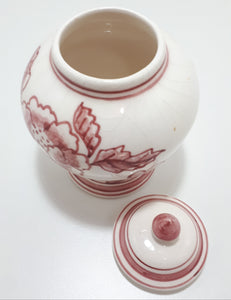 Very Fine Porcelain Ginger Jar - Hand Painted With Magenta Pink Flower Patterning