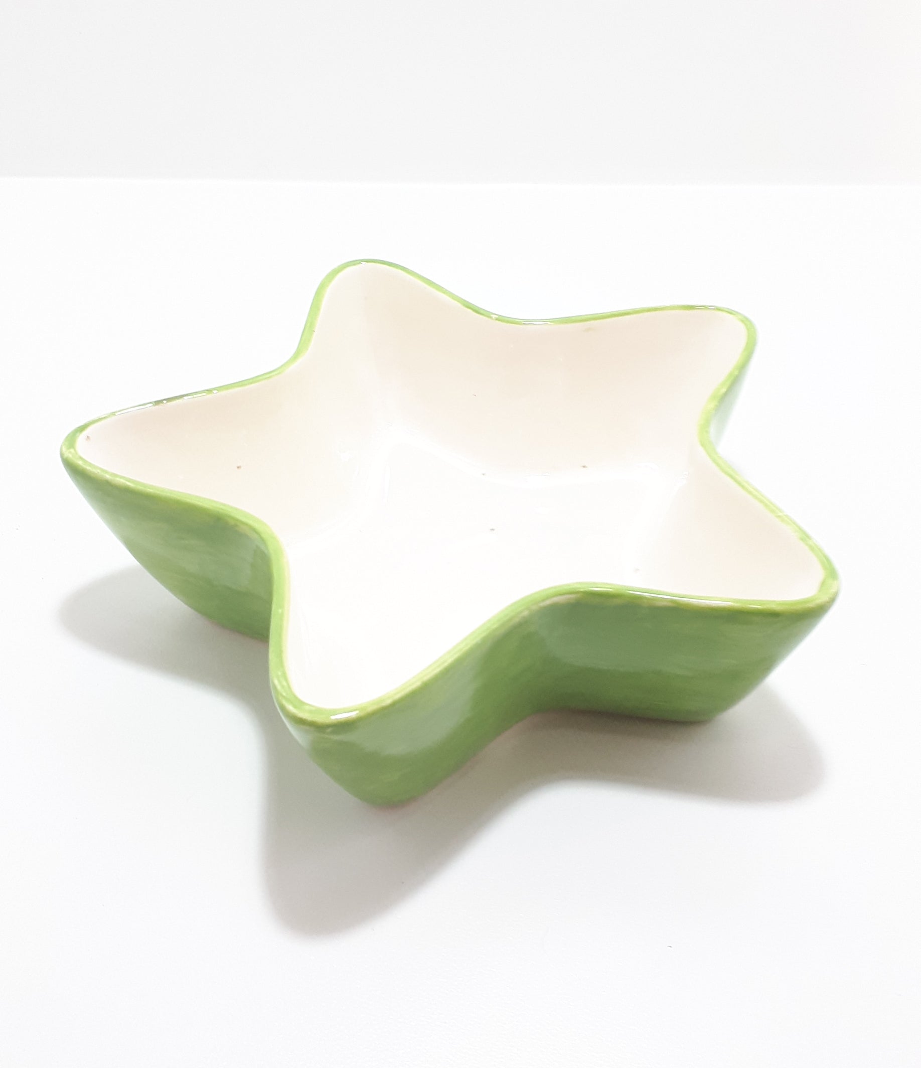 Star Shaped Art Pottery Bowl - Lime Green