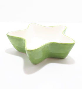 Star Shaped Art Pottery Bowl - Lime Green