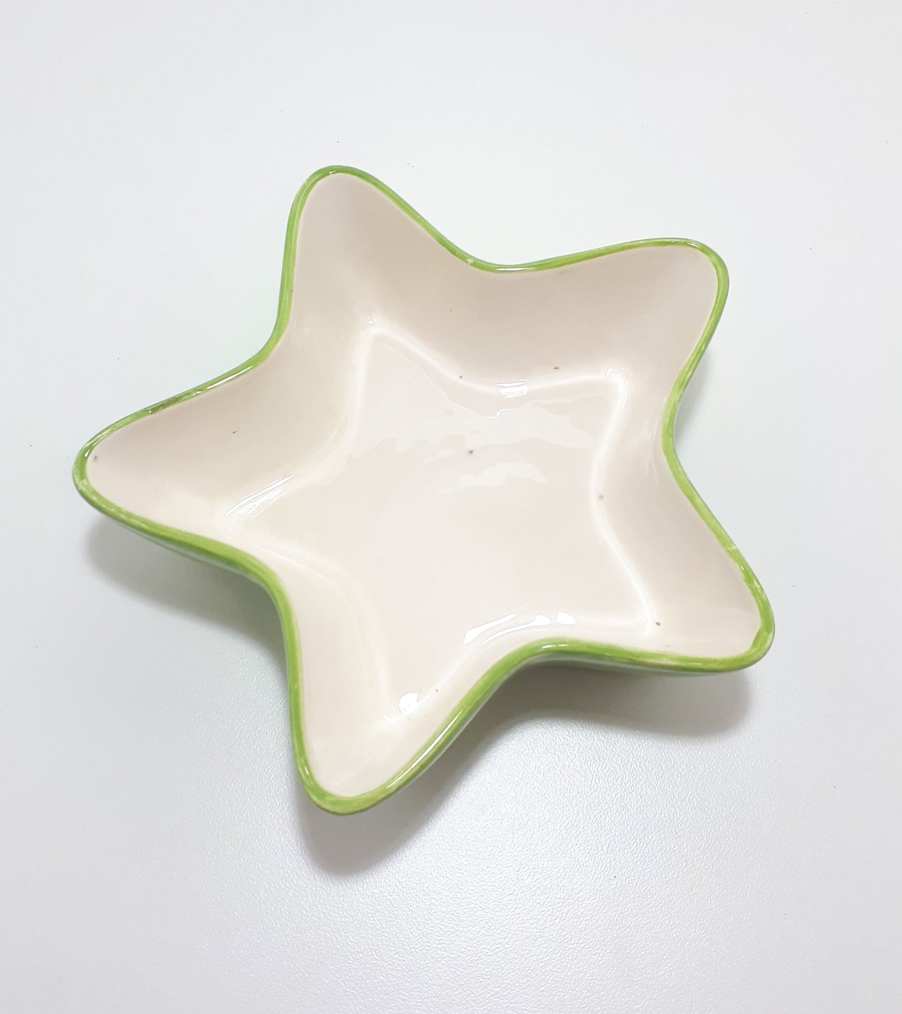 Star Shaped Art Pottery Bowl - Lime Green