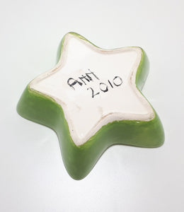Star Shaped Art Pottery Bowl - Lime Green