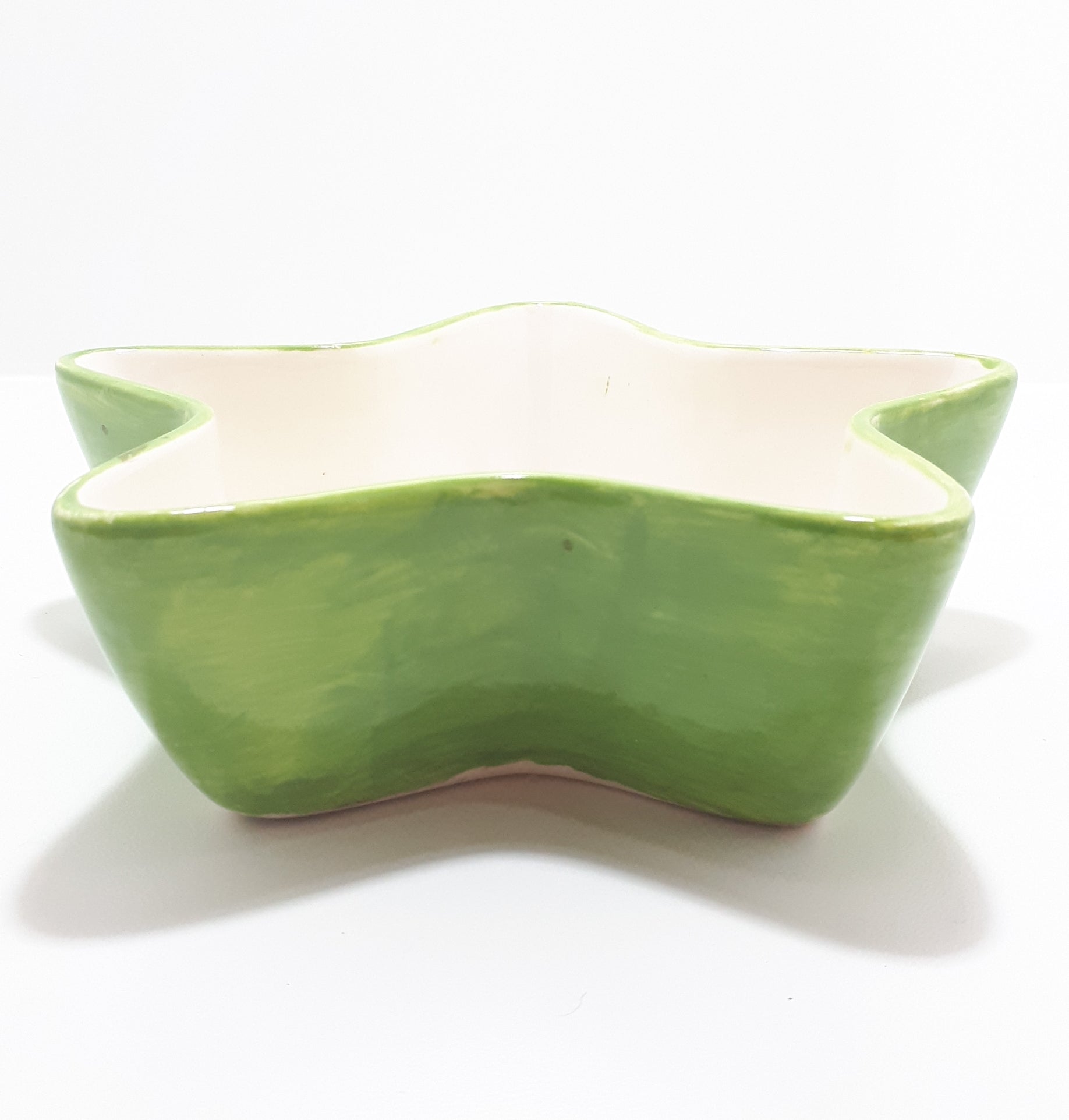 Star Shaped Art Pottery Bowl - Lime Green