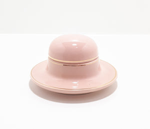 Blush Pink & Gold Deco Design Hat Shaped Porcelain Ring Box
