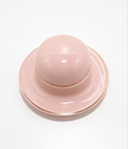 Blush Pink & Gold Deco Design Hat Shaped Porcelain Ring Box