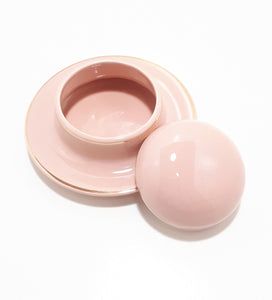Blush Pink & Gold Deco Design Hat Shaped Porcelain Ring Box