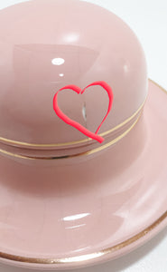 Blush Pink & Gold Deco Design Hat Shaped Porcelain Ring Box