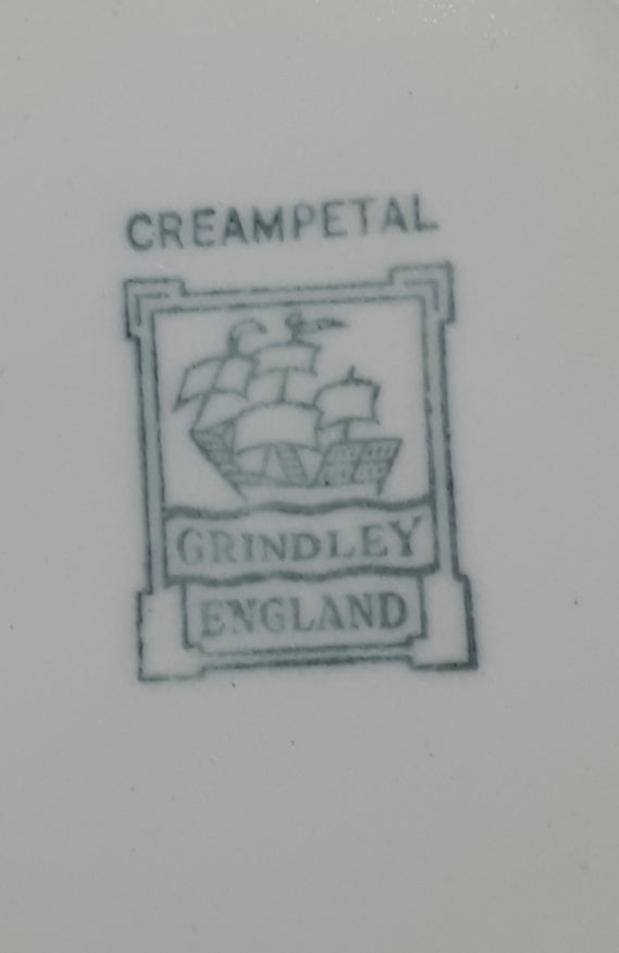 2 Vintage (1936 - 1954) W.H. Grindley & Co., Tunstall, Squared Tea Plates - Deco Ware Creampetal - Bolton Pattern