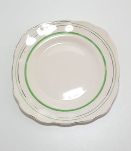 2 Vintage (1936 - 1954) W.H. Grindley & Co., Tunstall, Squared Tea Plates - Deco Ware Creampetal - Bolton Pattern
