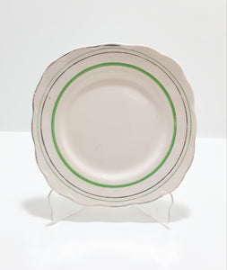 2 Vintage (1936 - 1954) W.H. Grindley & Co., Tunstall, Squared Tea Plates - Deco Ware Creampetal - Bolton Pattern
