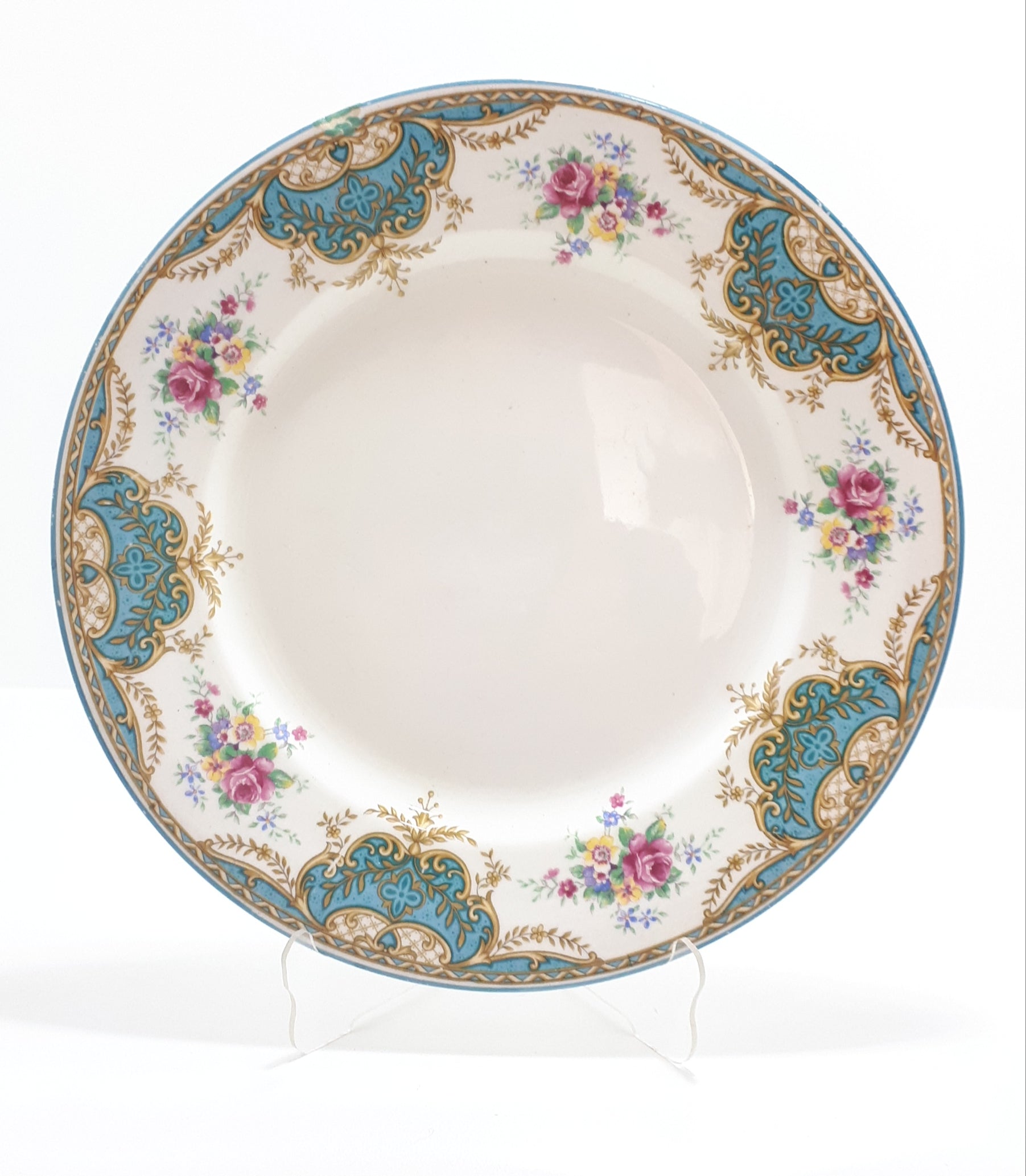 3 Vintage Barratts of Staffordshire Porcelain Dinner Plates - Balmoral Blue Pattern