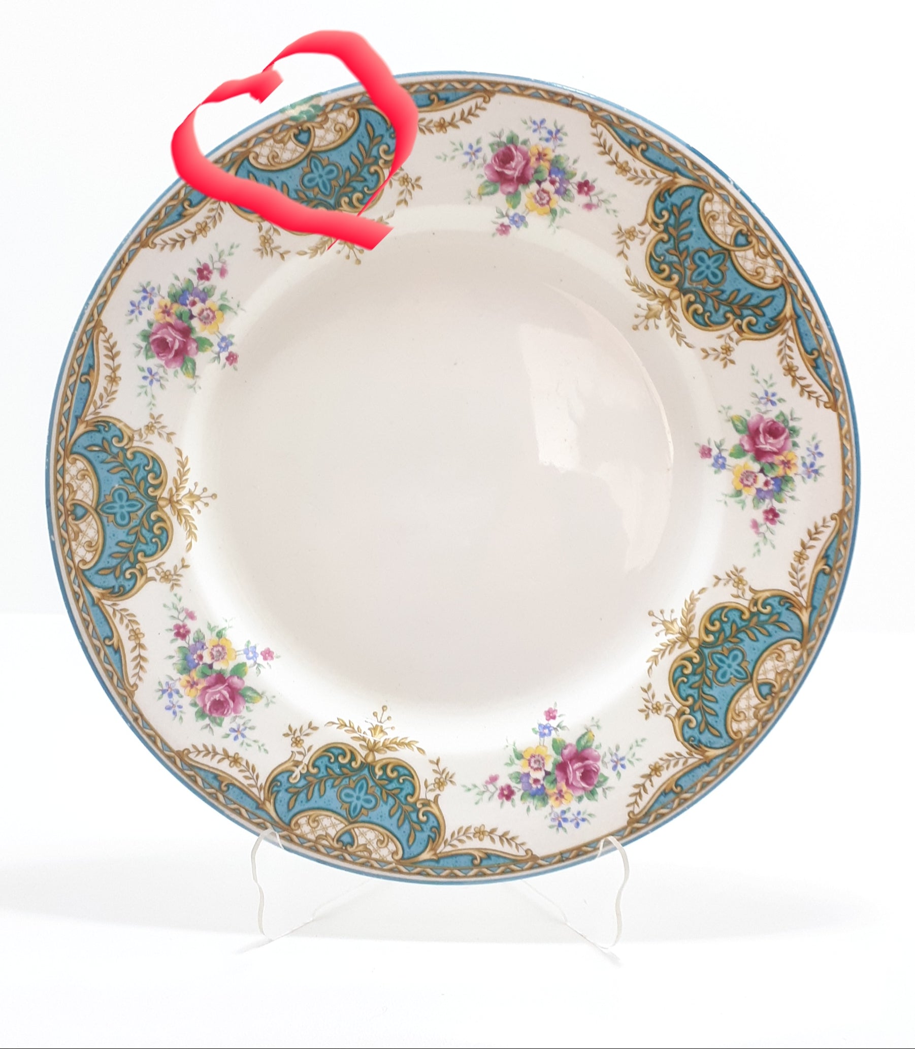 3 Vintage Barratts of Staffordshire Porcelain Dinner Plates - Balmoral Blue Pattern