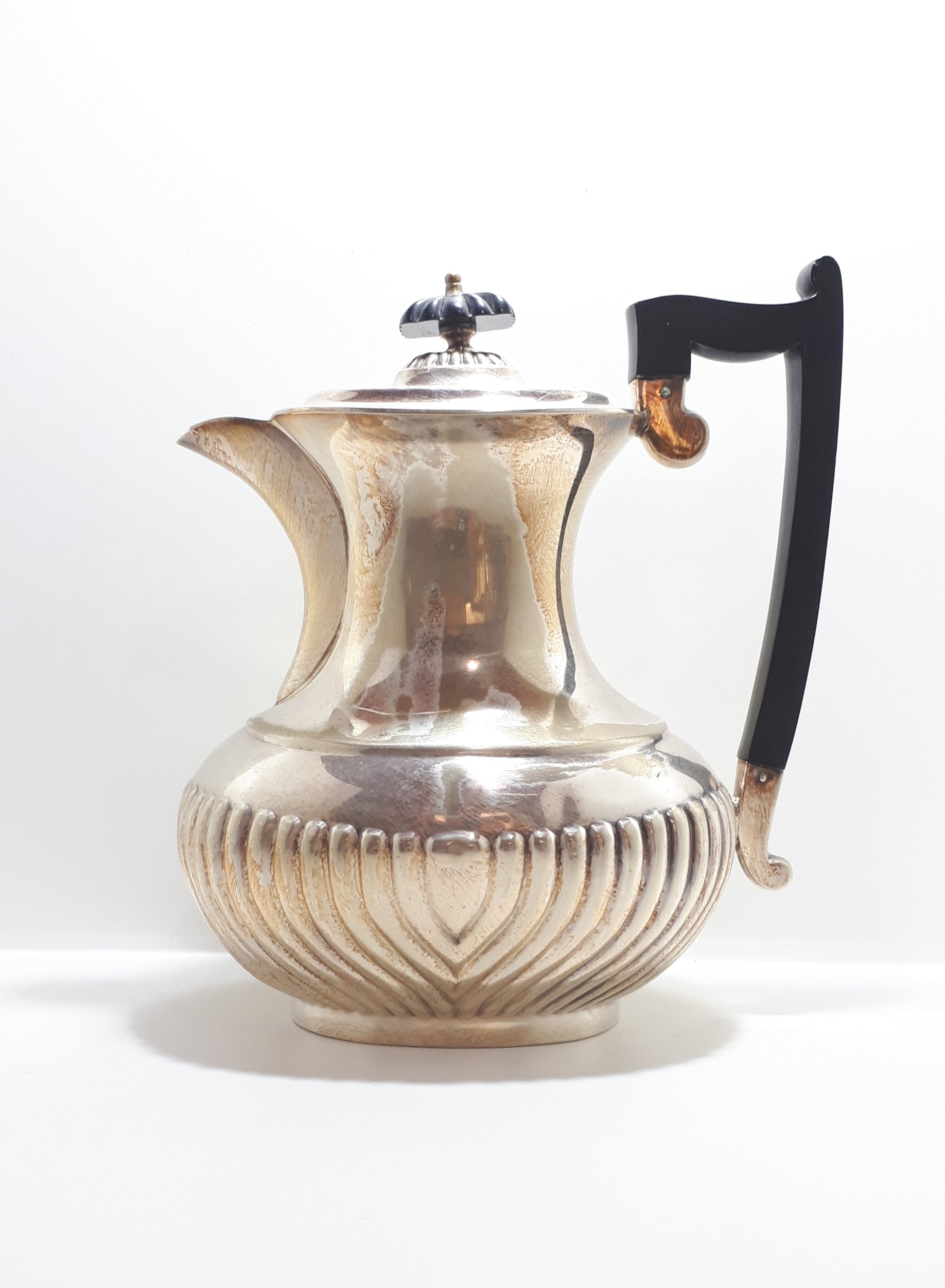 Early 1900's Silver Plated Sheffield Coffee Pot - Vertical Ribbed Design #690