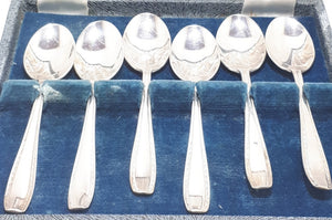 Set of 6 Silver Plated Coffee Spoons with Arthur Price, Sheffield Case – Feather Edge Handles