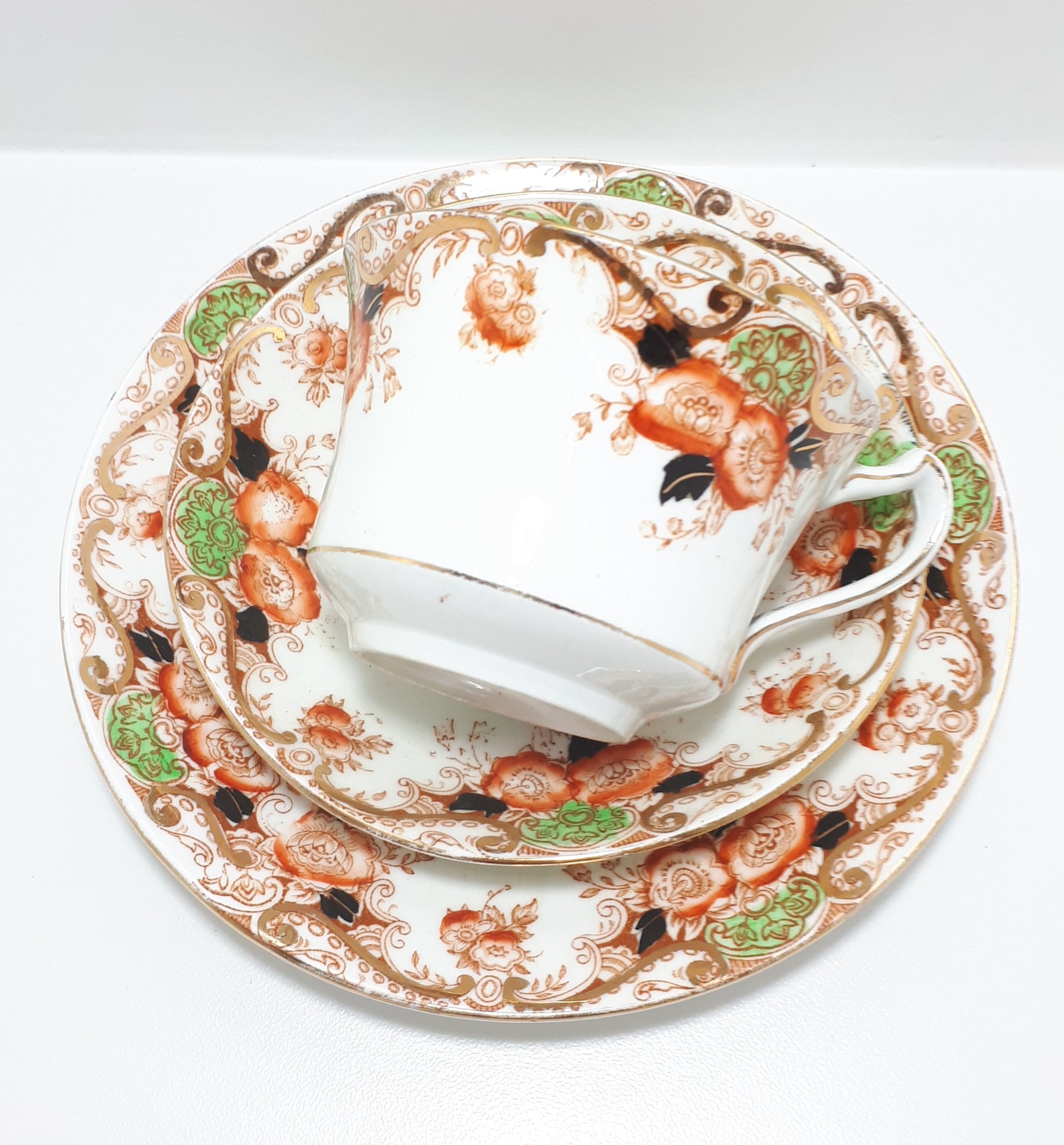 1912-1914 Antique Royal Stafford China, Thomas Poole, Longton, Fine Porcelain Tea Trio – Pattern 3502