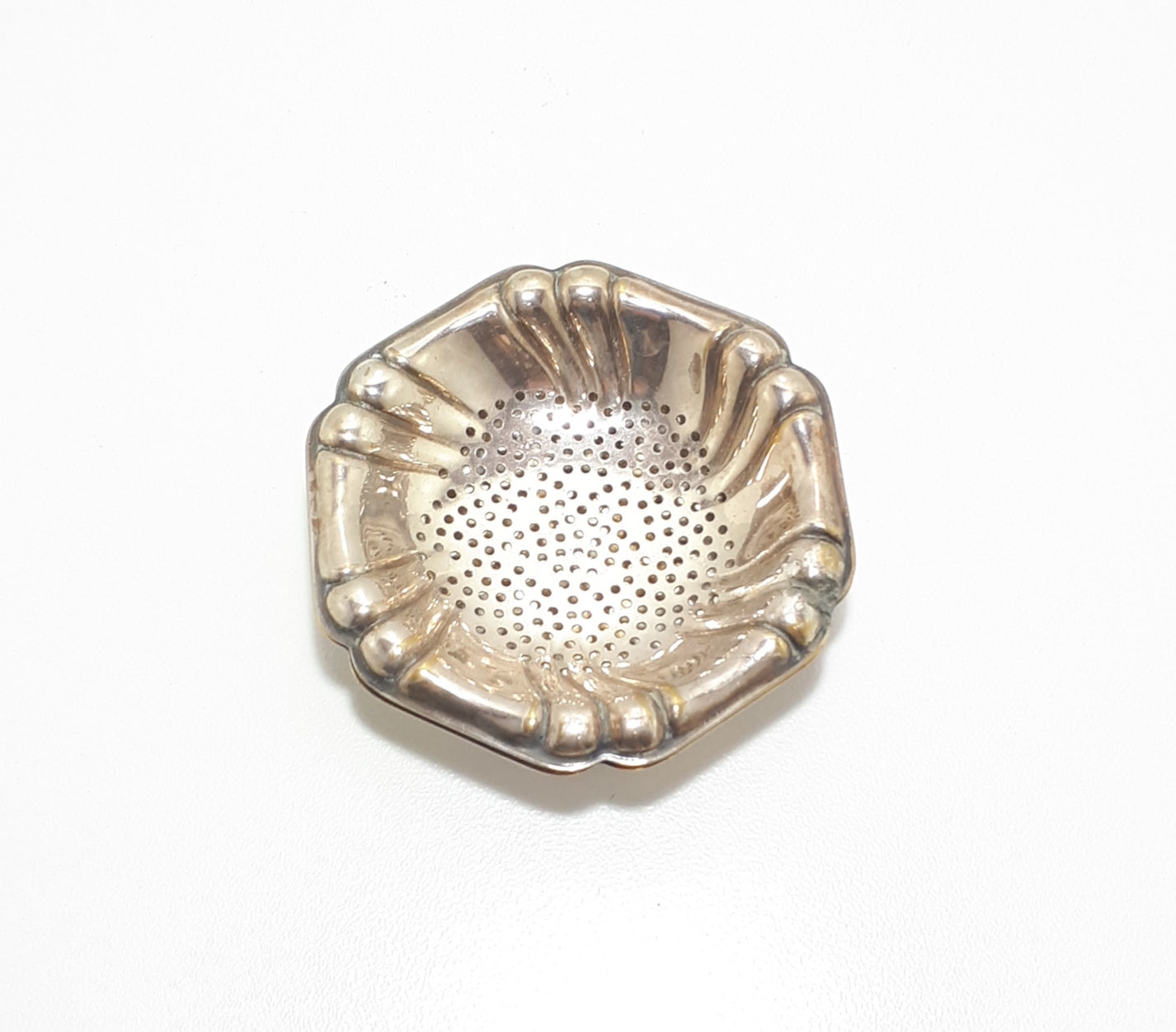 Silver Plate On Brass Vintage Swedish Tea Strainer With Matching Drip Tray