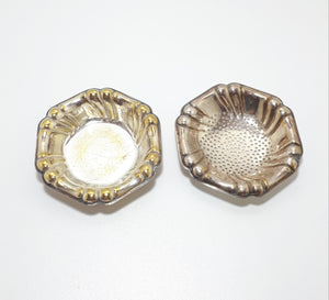 Silver Plate On Brass Vintage Swedish Tea Strainer With Matching Drip Tray