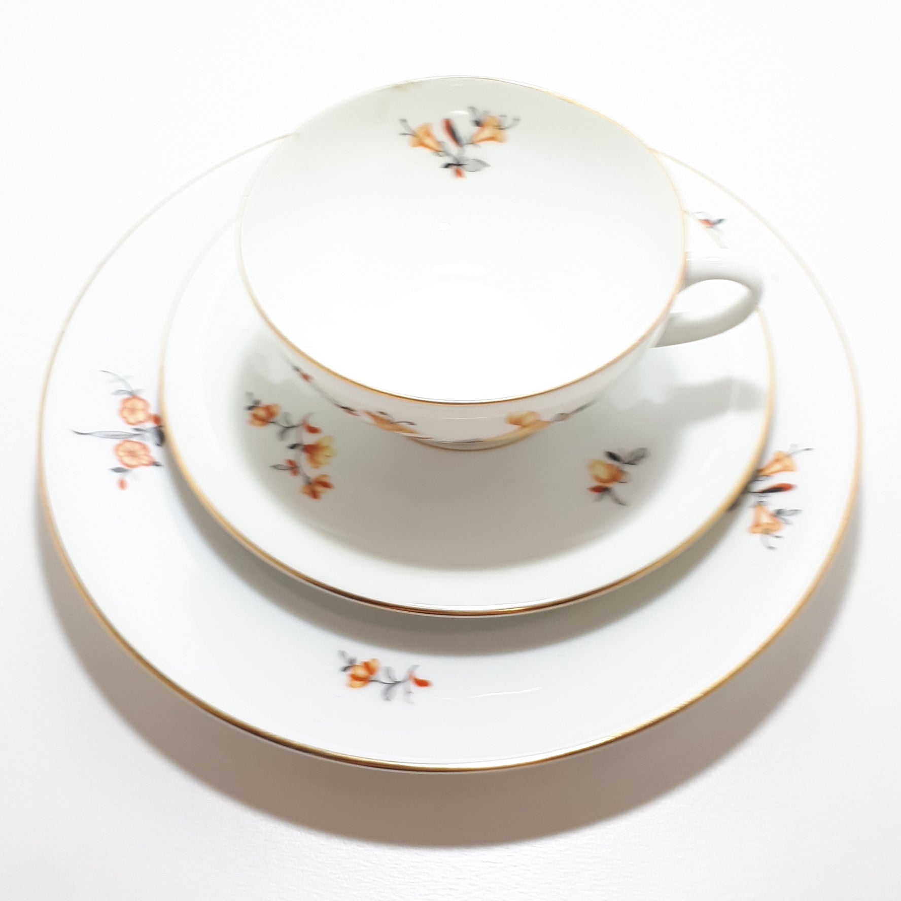 1930’s Delicate Porcelain Koniglich Bavarian Tea Trio – Laguna Pattern