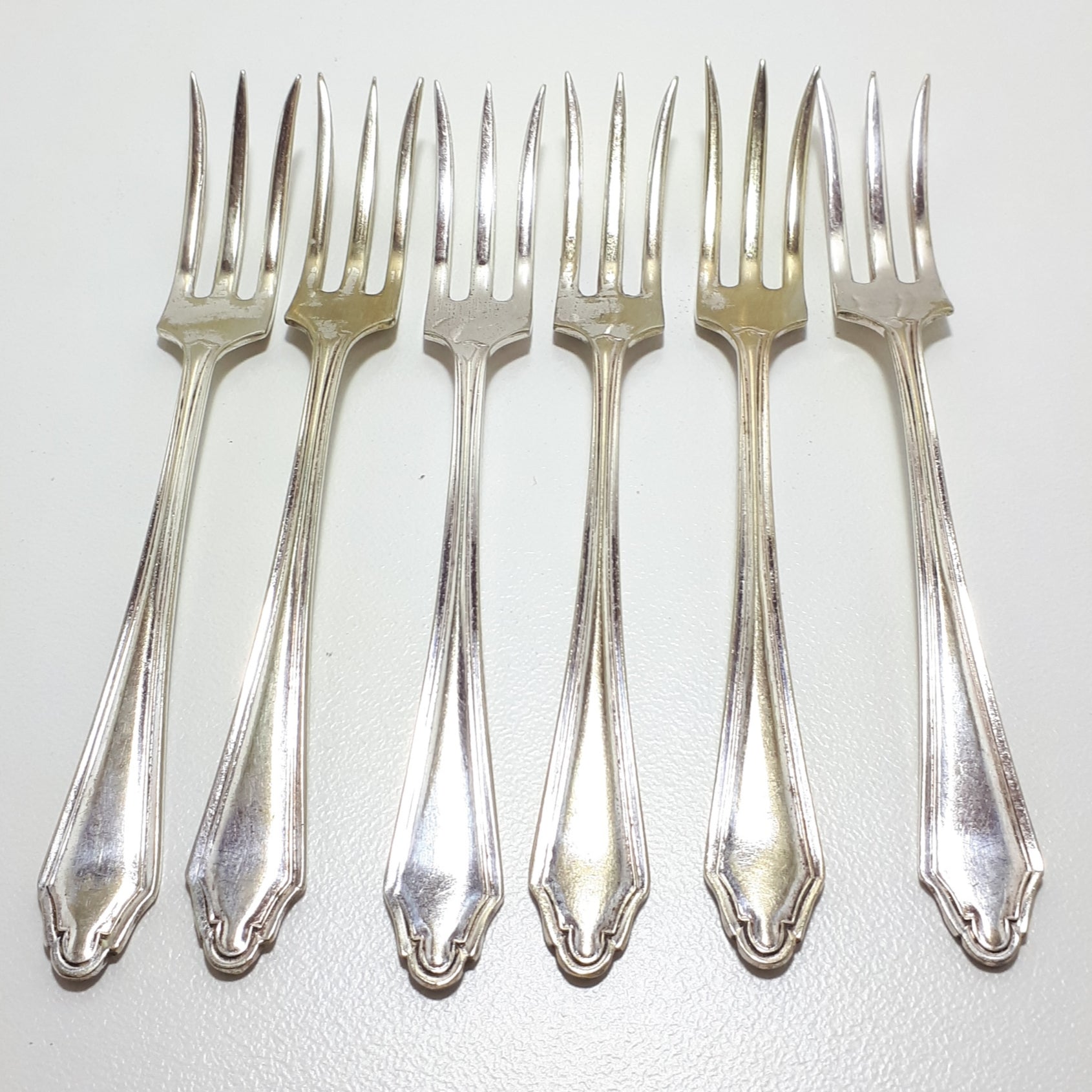 Set of 6 Silver Plated Cake / Pastry Forks