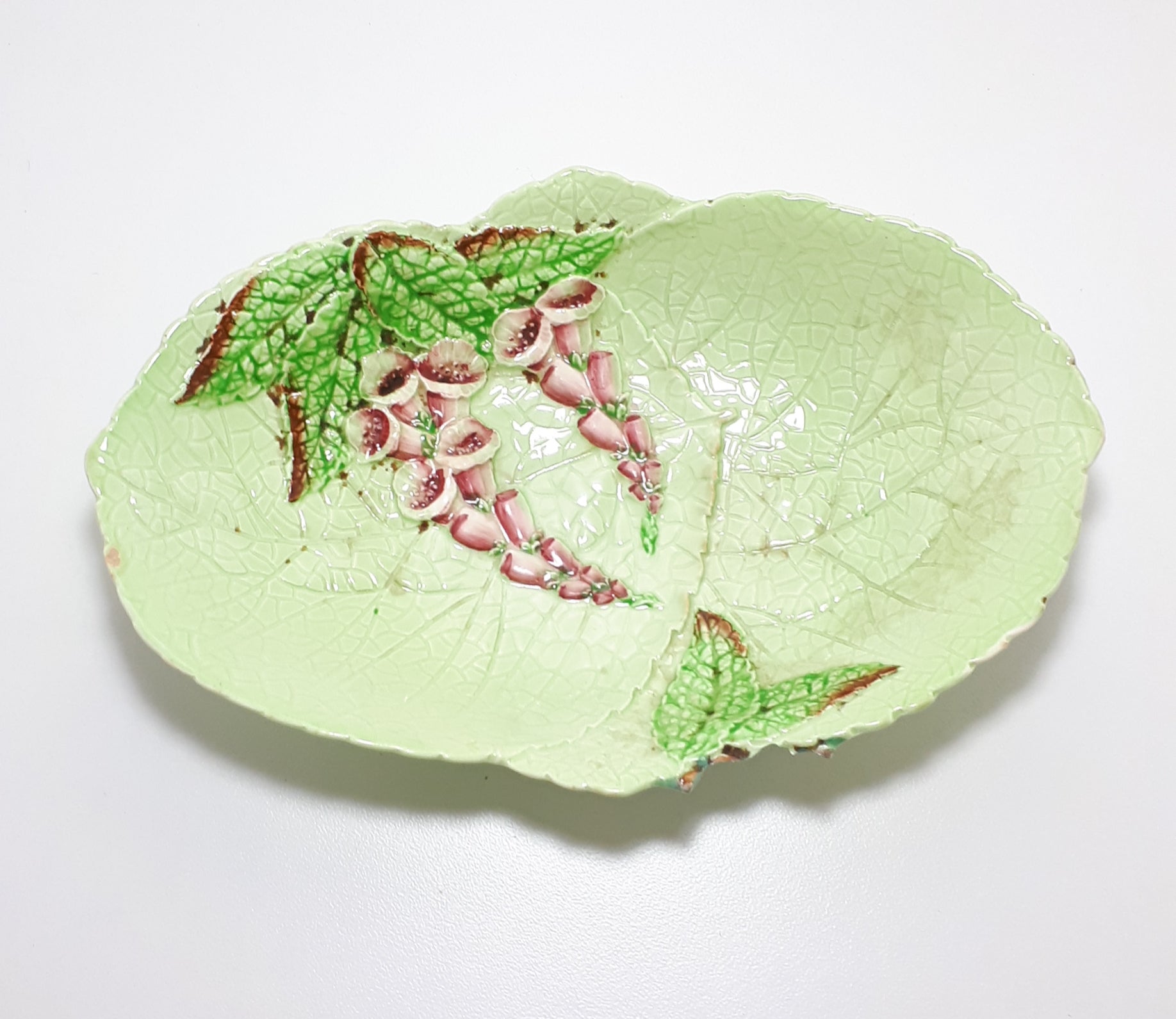 1940’s Carlton Ware “Foxglove” Porcelain Embossed Bowl - Green