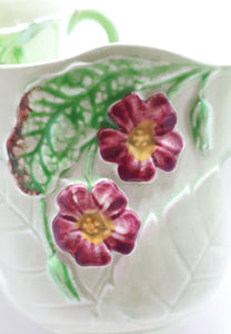 1940’s Carlton Ware “Primula” Porcelain Embossed Open Sugar Bowl &amp; Creamer - Green